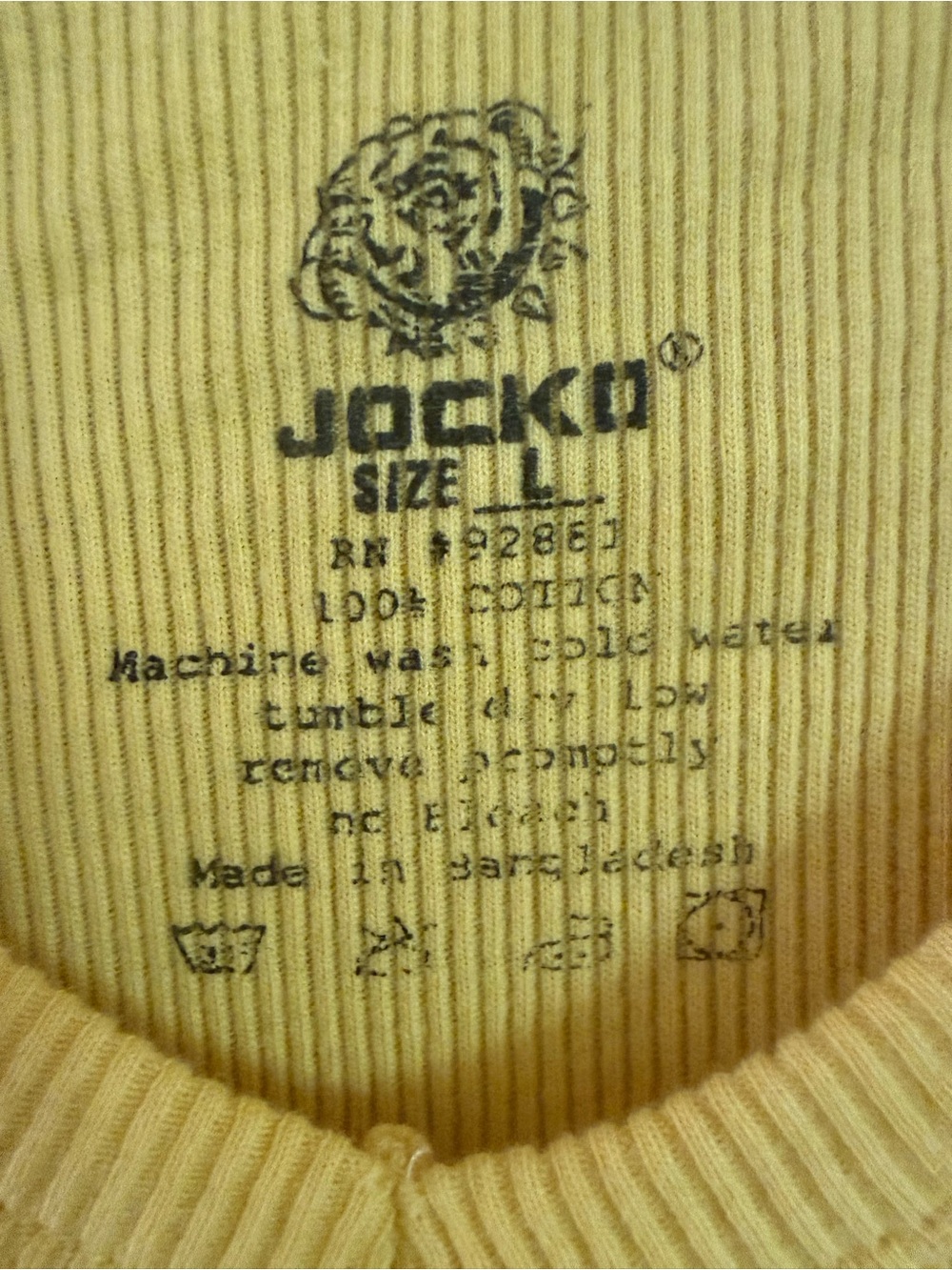 JOCKO Yellow Ribbed Tank Top Large - Picture 4 of 4